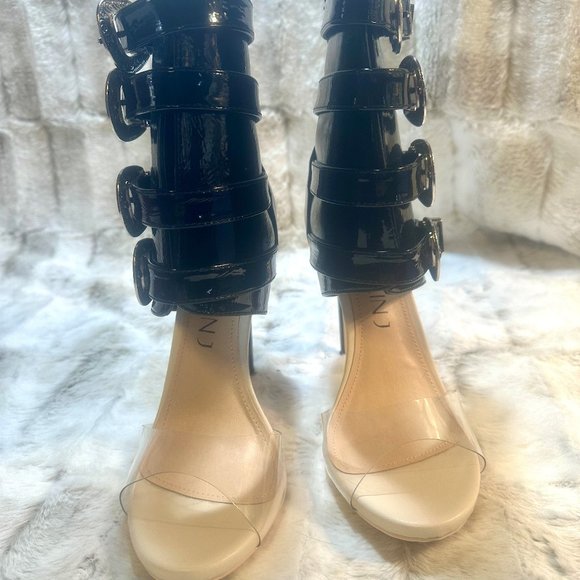 Mack J Western Inspired Patent Multi Strap High Heel Ankle Boot Sandals - Picture 5 of 9